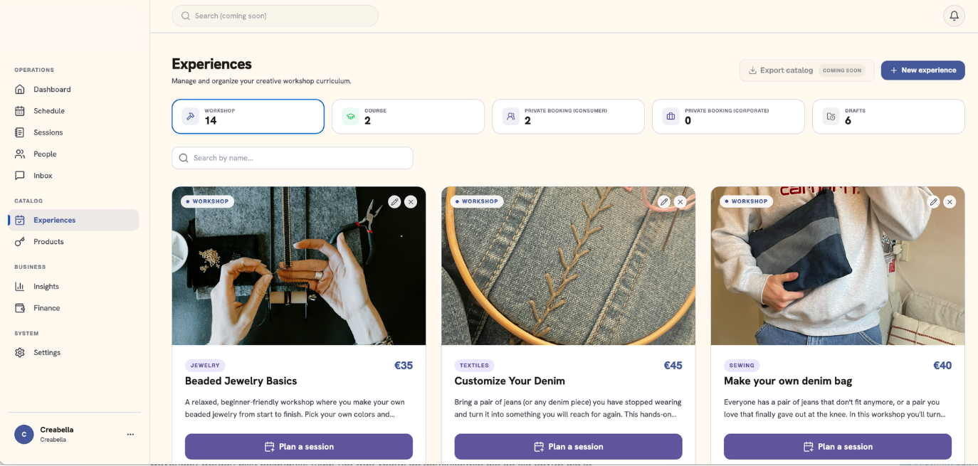 Planning a booking in Business